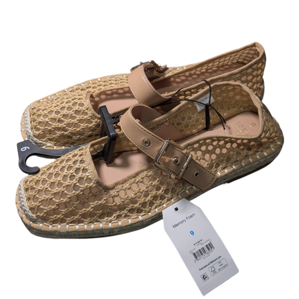 Time And Tru - Espadrille - Mary Jane Flats - Size 9 - NWT - Tan